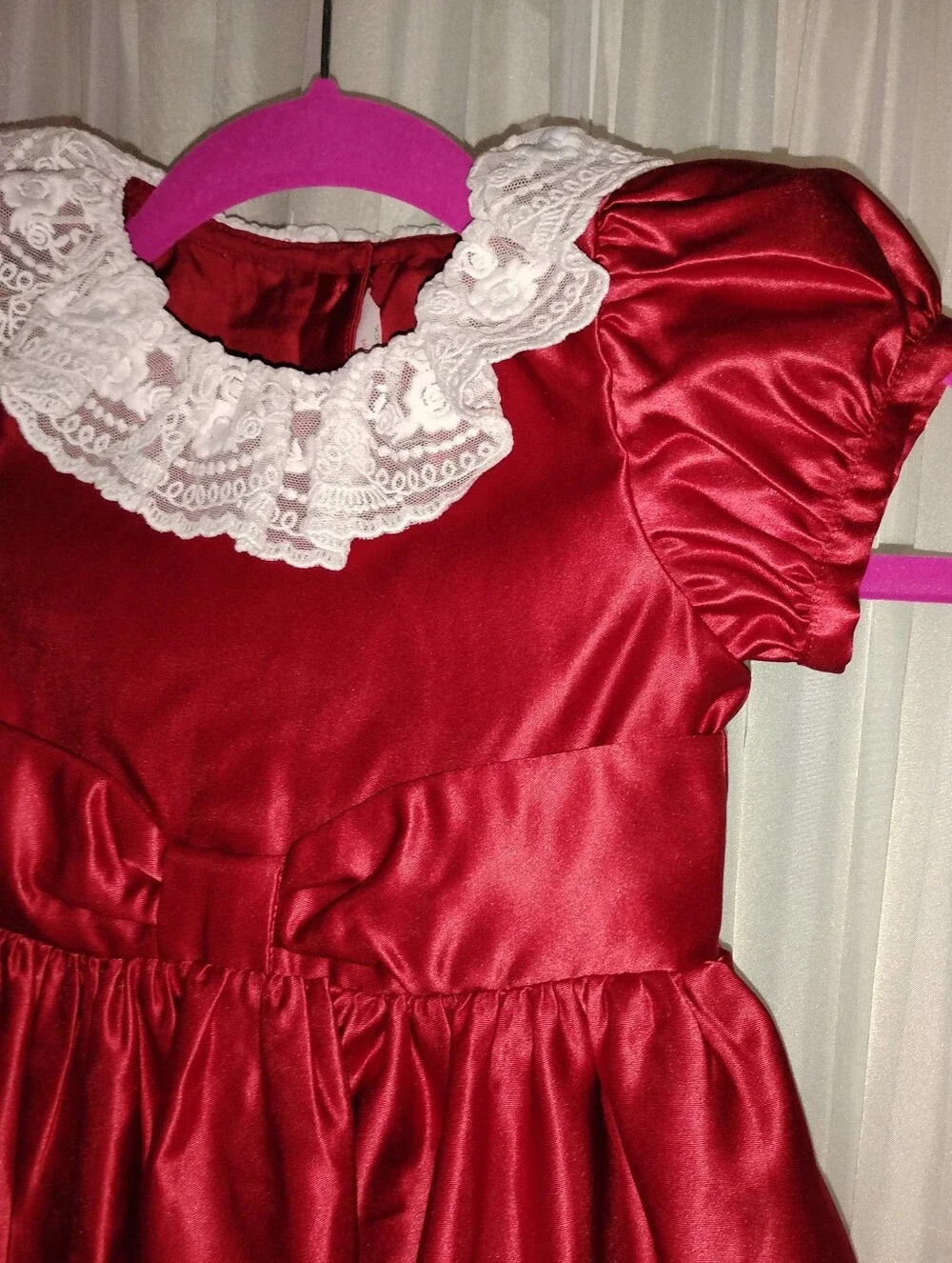 American Girl x Janie & Jack Girls Holly-Red Holiday Party Satin Xmas Dress 4